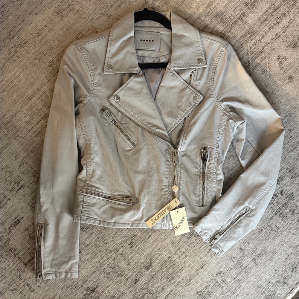 Blank NYC Women's Light Gray “Stonehedge”  Moto Zip Jacket NWT